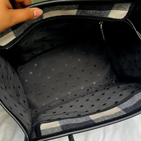 Kate Spade Ella Plaid Print Large Zip Tote - Picture 2 of 4